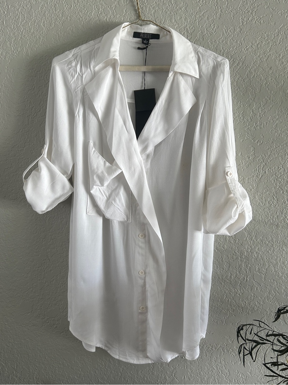 Priorities White Shirt Dress / Tunic / Beach Coverup NWT!